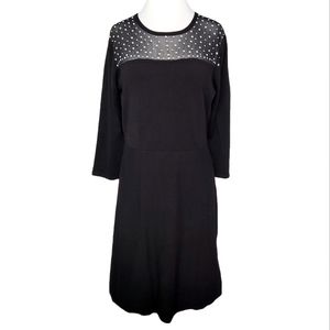 Neiman Marcus Women's Black Long Sleeve Embellished Shift Dress Size XL